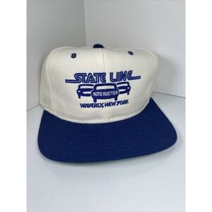 Vintage State Line Auto Auction Waverly NY‎ Snapback Hat Cap Embroidered YUPOONG